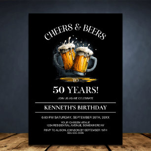 Invitation Fête d'anniversaire de 50 ans Cheers and Beers