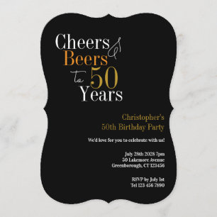 Invitation Fête d'anniversaire de 50 ans Cheers and Beers