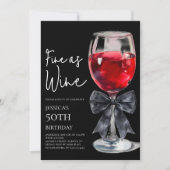 Invitation Fête d'anniversaire de 50 ans Chic Black Bow Fine  (Devant)