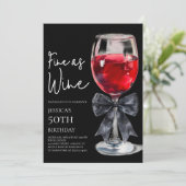 Invitation Fête d'anniversaire de 50 ans Chic Black Bow Fine  (Debout devant)
