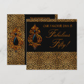 Invitation Fête d'anniversaire de 50 ans de la Diva Léopard F (Devant / Derrière)