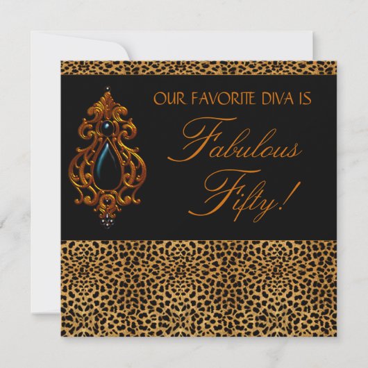 Invitation Fête d'anniversaire de 50 ans de la Diva Léopard F (Devant)