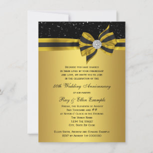 Invitation Fête d'anniversaire de 50 ans Élégant Ruban Noir e