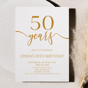 Invitation Fête d'anniversaire de 50 ans élégante et minimali