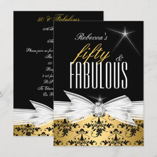 Invitation Fête d'anniversaire de 50 ans en or et noir fabule