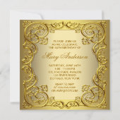 Invitation Fête d'anniversaire de 50 ans en or pour femme (Dos)