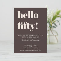 Fête d'anniversaire de 50 ans en typographie grass