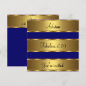 Invitation Fête d'anniversaire de 50 ans fabuleuse bleu foncé (Devant / Derrière)