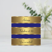 Invitation Fête d'anniversaire de 50 ans fabuleuse bleu foncé (Debout devant)