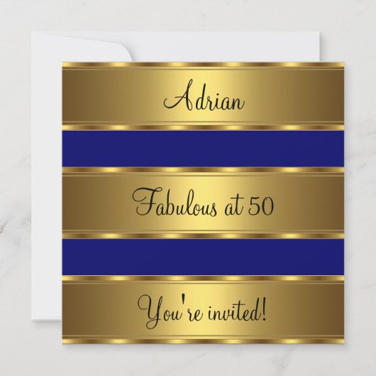 Invitation Fête d'anniversaire de 50 ans fabuleuse bleu foncé (Devant)