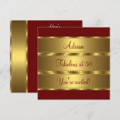 Invitation Fête d'anniversaire de 50 ans fabuleuse rouge fonc (Devant / Derrière)