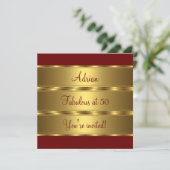 Invitation Fête d'anniversaire de 50 ans fabuleuse rouge fonc (Debout devant)