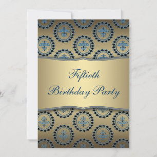 Invitation Fête d'anniversaire de 50 ans Gold Teal