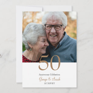 Invitation Fête d'anniversaire de 50 ans or et blanc