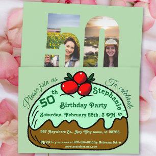 Invitation Fête d'anniversaire de 50 ans Pale Green Choco Don