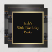 Invitation Fête d'anniversaire de 50 ans pour homme en cuir d (Devant / Derrière)