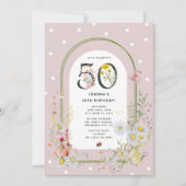 Invitation Fête d'anniversaire de 50 ans sous une arche flora (Devant)