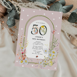 Invitation Fête d'anniversaire de 50 ans sous une arche flora