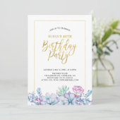 Invitation Fête d'anniversaire de 50 ans Succulentes Fleur &  (Debout devant)