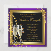Invitation Fête d'anniversaire de 50 ans Violet et Or (Dos)