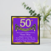 Invitation Fête d'anniversaire de 50 ans Violet et Or (Debout devant)