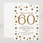 Invitation Fête d'anniversaire de 50 ans White & Gold Glitter (Devant / Derrière)