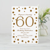 Invitation Fête d'anniversaire de 50 ans White & Gold Glitter (Debout devant)