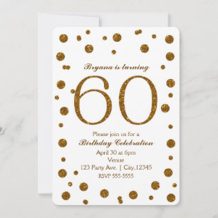 Invitation Fête d'anniversaire de 50 ans White & Gold Glitter