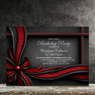Invitation Fête d'anniversaire de 55 ans avec un ruban rouge