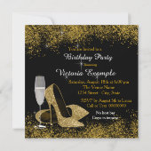 Invitation Fête d'anniversaire de 55 ans Black and Gold (Dos)
