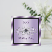 Invitation Fête d'anniversaire de 55 ans Silver Swirls & Diam (Debout devant)