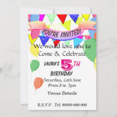 Invitation Fête d'anniversaire de 5 ans (Devant)