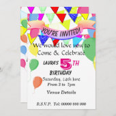 Invitation Fête d'anniversaire de 5 ans (Devant / Derrière)