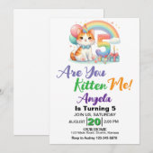 Invitation Fête d'anniversaire de 5 ans de chaton mignon (Devant / Derrière)