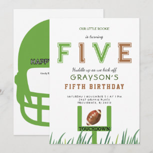 Invitation Fête d'anniversaire de 5 ans de Huddle Up Football