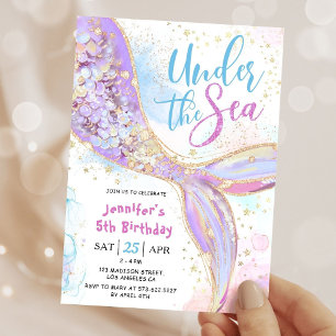 Invitation Fête d'anniversaire de 5 ans de la Sirène Violet S