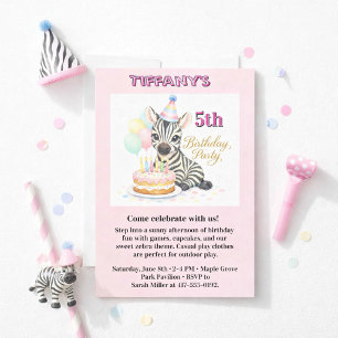 Invitation Fête d'anniversaire de 5 ans d'une fille avec invi