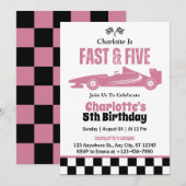 Invitation Fête d'anniversaire de 5 ans Fast & Five voiture d (Devant / Derrière)