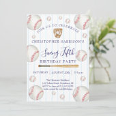 Invitation Fête d'anniversaire de 5 ans pour garçon de baseba (Debout devant)