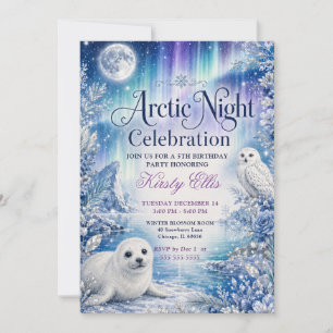 Invitation Fête d'anniversaire de 5 ans sous la nuit arctique