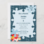Invitation Fête d'anniversaire de 5 ans sur le thème du puzzl (Devant)