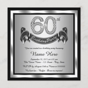 Invitation Fête d'anniversaire de 60 ans argentée