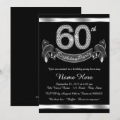 Invitation Fête d'anniversaire de 60 ans argentée (Devant / Derrière)