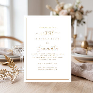 Invitation Fête d'anniversaire de 60 ans avec bordure élégant