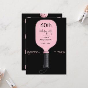 Invitation Fête d'anniversaire de 60 ans Black & Pink Pickleb