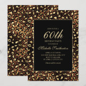 Invitation Fête d'anniversaire de 60 ans Bronze Or Léopard No (Devant / Derrière)
