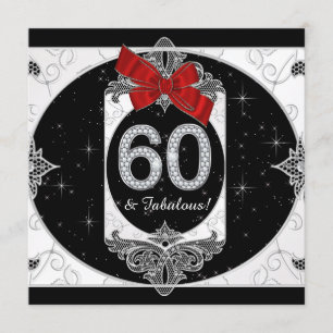 Invitation Fête d'anniversaire de 60 ans d'une femme rouge et