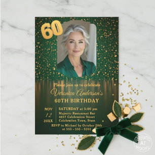 Invitation Fête d'anniversaire de 60 ans élégante émeraude pa