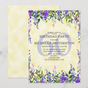 Invitation Fête d'anniversaire de 60 ans Watercolor Lavender