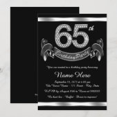 Invitation Fête d'anniversaire de 65 ans argentée (Devant / Derrière)